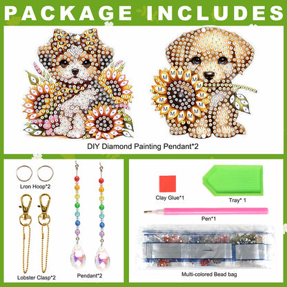 2Pcs 5D DIY Diamond Painting Sun Catcher Crystal Painting Ornaments for Adults
