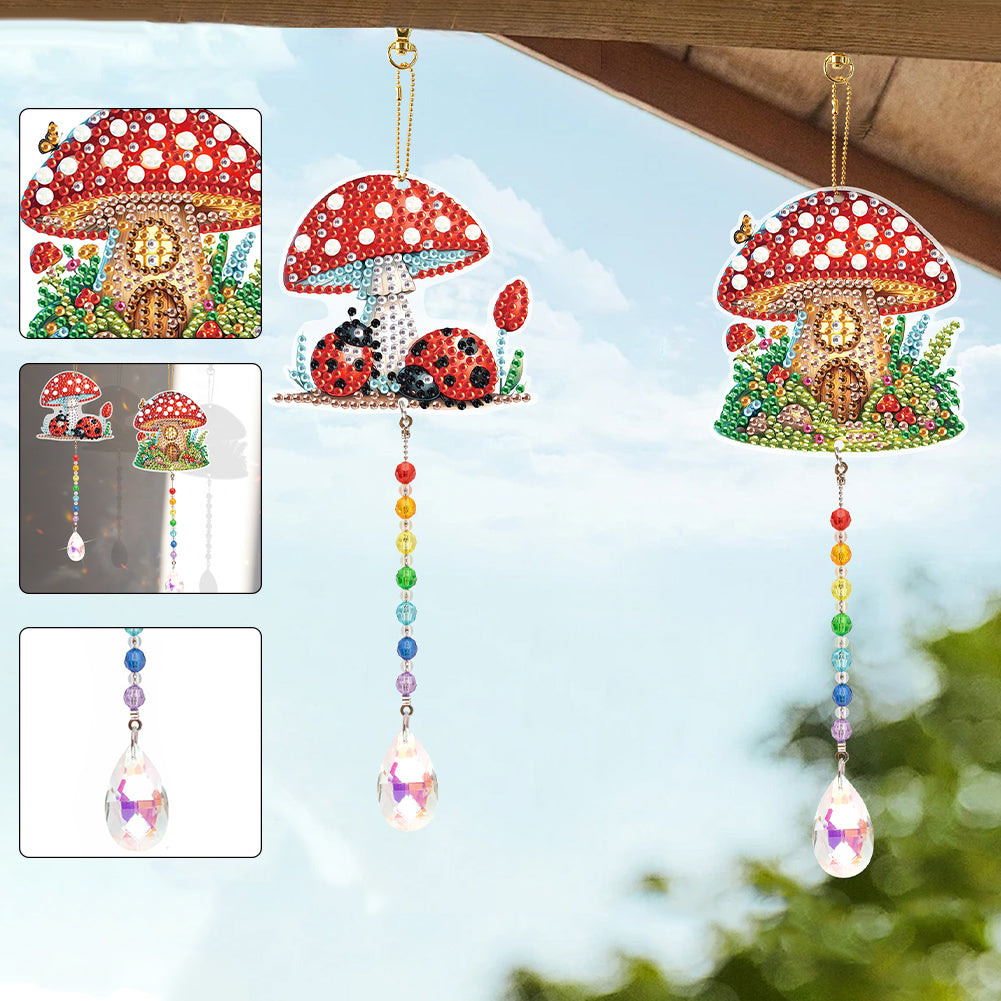 2Pcs 5D DIY Diamond Painting Sun Catcher Crystal Painting Ornaments for Adults