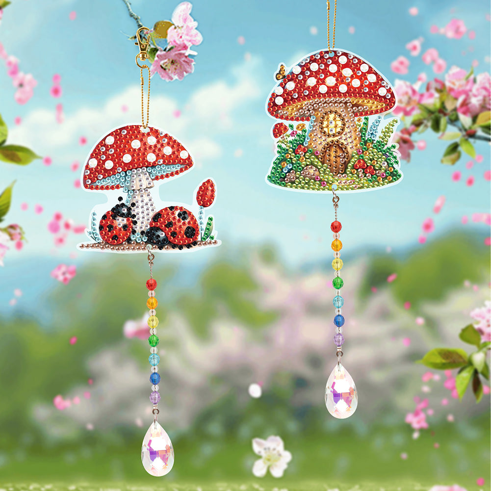2Pcs 5D DIY Diamond Painting Sun Catcher Crystal Painting Ornaments for Adults