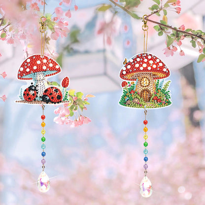 2Pcs 5D DIY Diamond Painting Sun Catcher Crystal Painting Ornaments for Adults