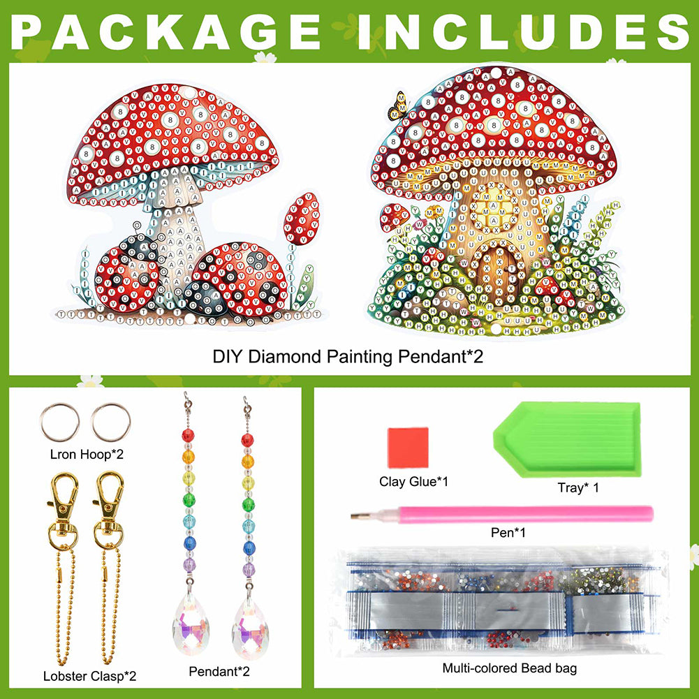 2Pcs 5D DIY Diamond Painting Sun Catcher Crystal Painting Ornaments for Adults