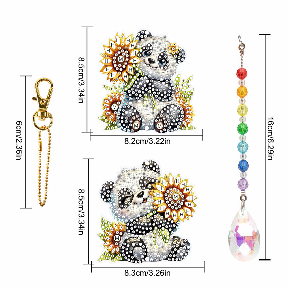 2Pcs 5D DIY Diamond Painting Sun Catcher Crystal Painting Ornaments for Adults