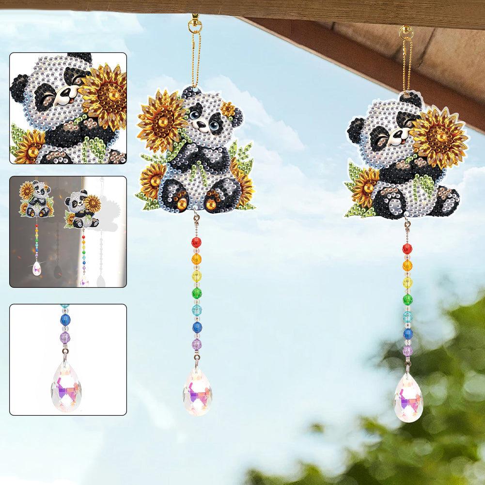 2Pcs 5D DIY Diamond Painting Sun Catcher Crystal Painting Ornaments for Adults