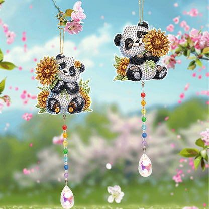 2Pcs 5D DIY Diamond Painting Sun Catcher Crystal Painting Ornaments for Adults