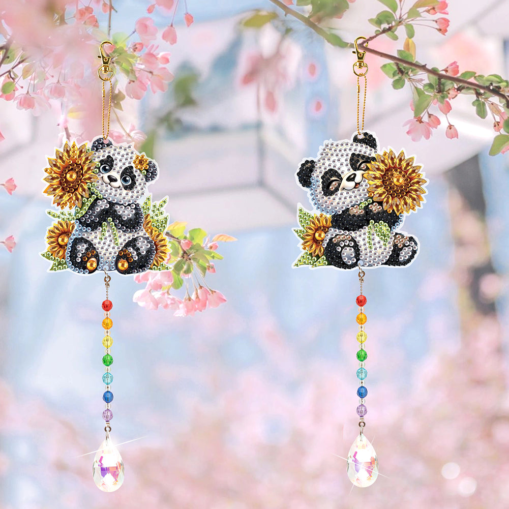 2Pcs 5D DIY Diamond Painting Sun Catcher Crystal Painting Ornaments for Adults