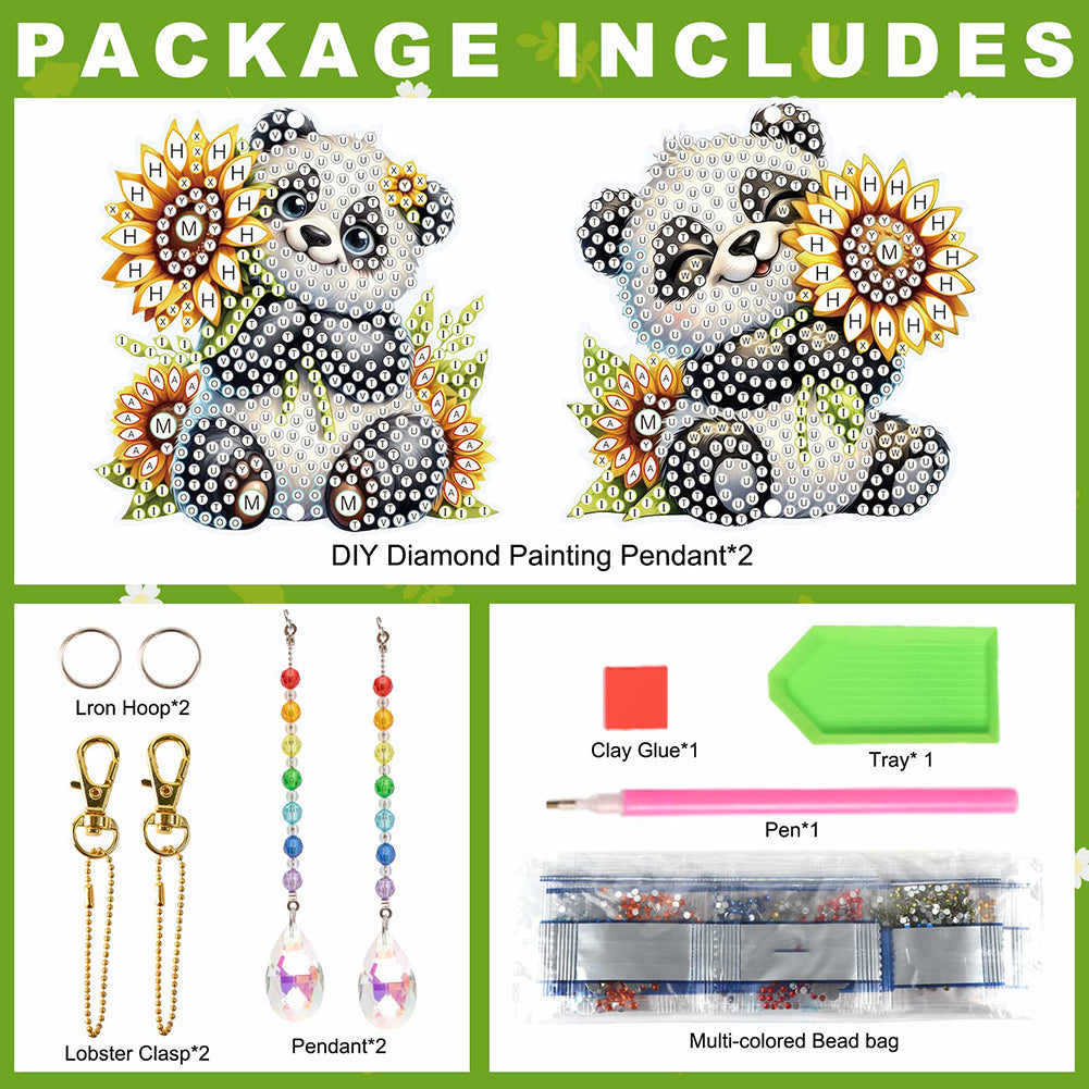 2Pcs 5D DIY Diamond Painting Sun Catcher Crystal Painting Ornaments for Adults