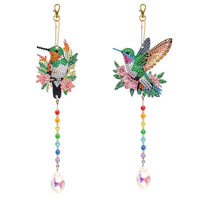 2Pcs 5D DIY Diamond Painting Sun Catcher Crystal Painting Ornaments for Adults