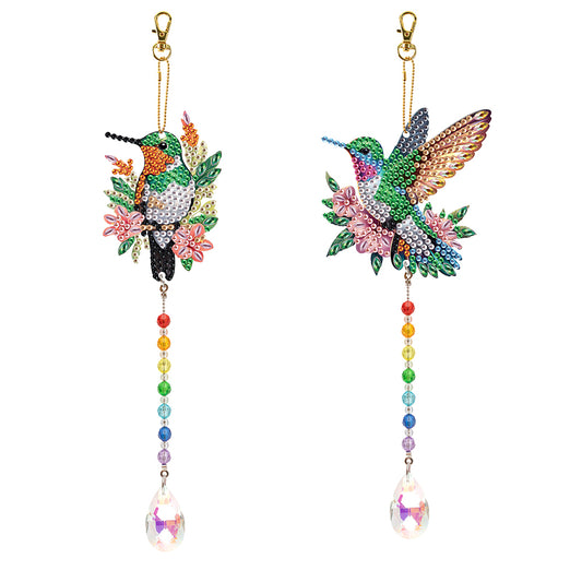 2Pcs 5D DIY Diamond Painting Sun Catcher Crystal Painting Ornaments for Adults