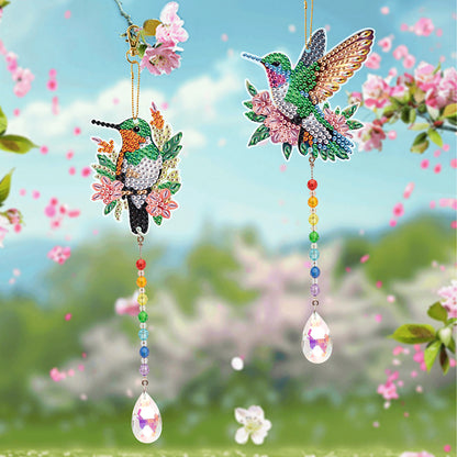 2Pcs 5D DIY Diamond Painting Sun Catcher Crystal Painting Ornaments for Adults