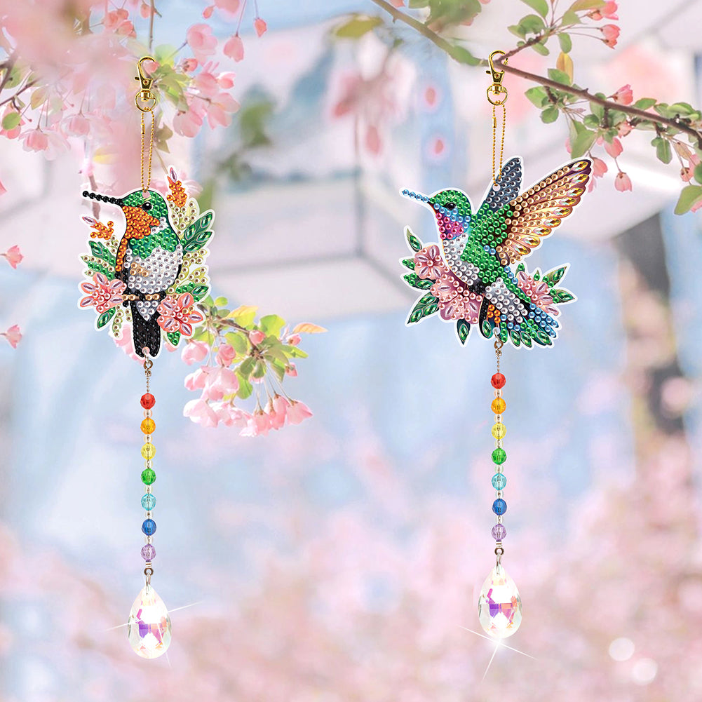 2Pcs 5D DIY Diamond Painting Sun Catcher Crystal Painting Ornaments for Adults