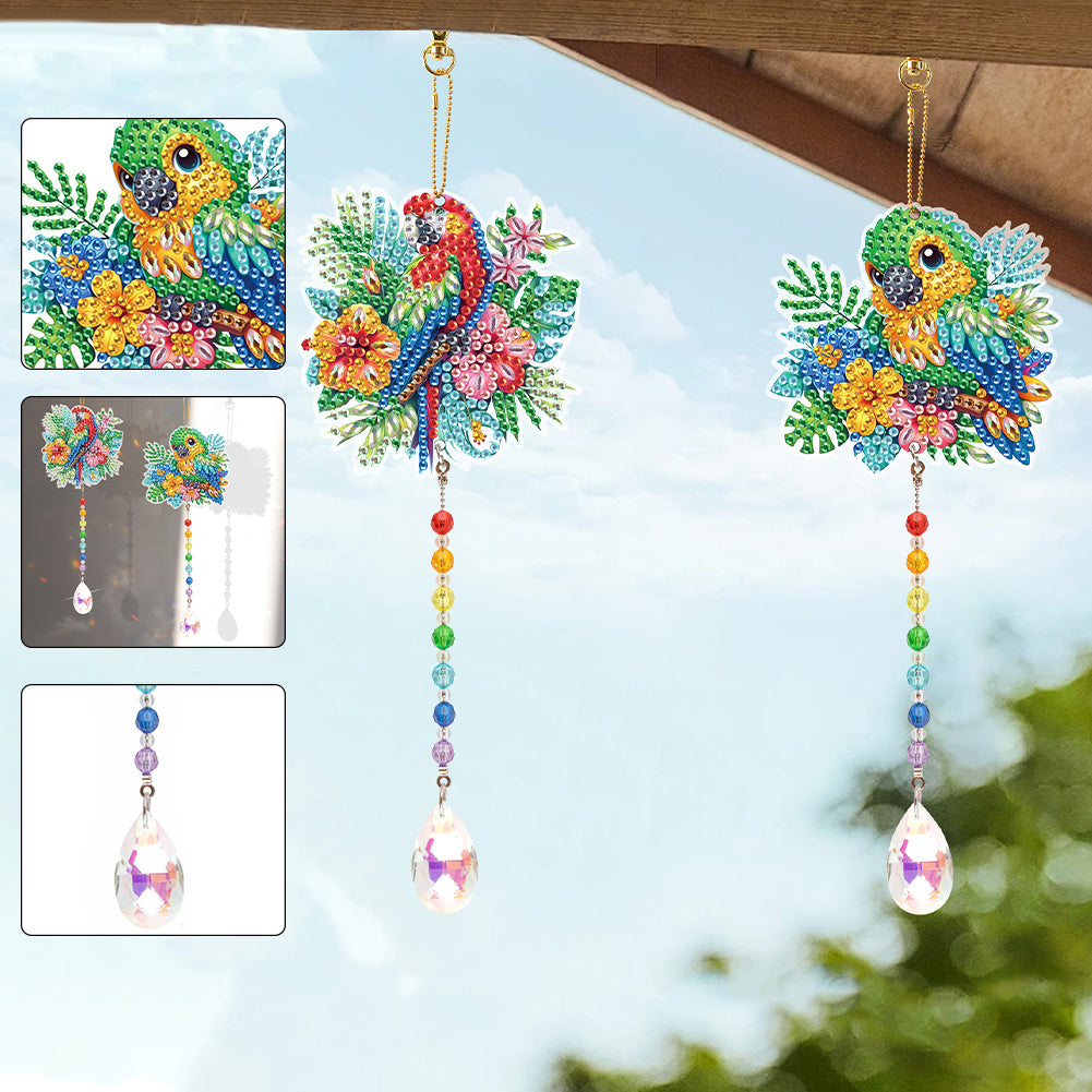 2Pcs 5D DIY Diamond Painting Sun Catcher Crystal Painting Ornaments for Adults