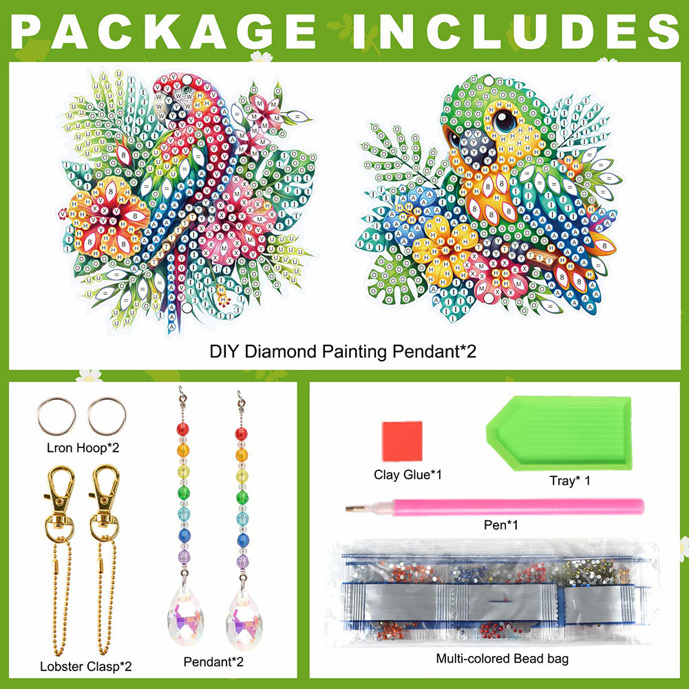 2Pcs 5D DIY Diamond Painting Sun Catcher Crystal Painting Ornaments for Adults