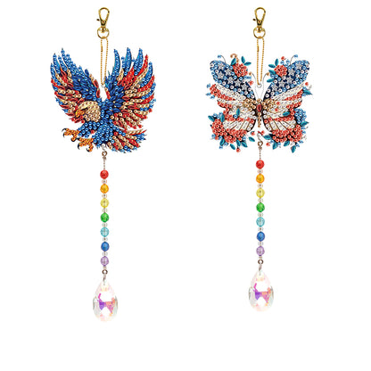 2Pcs 5D DIY Diamond Painting Sun Catcher Crystal Painting Ornaments for Adults