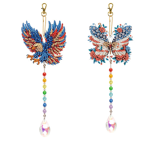2Pcs 5D DIY Diamond Painting Sun Catcher Crystal Painting Ornaments for Adults