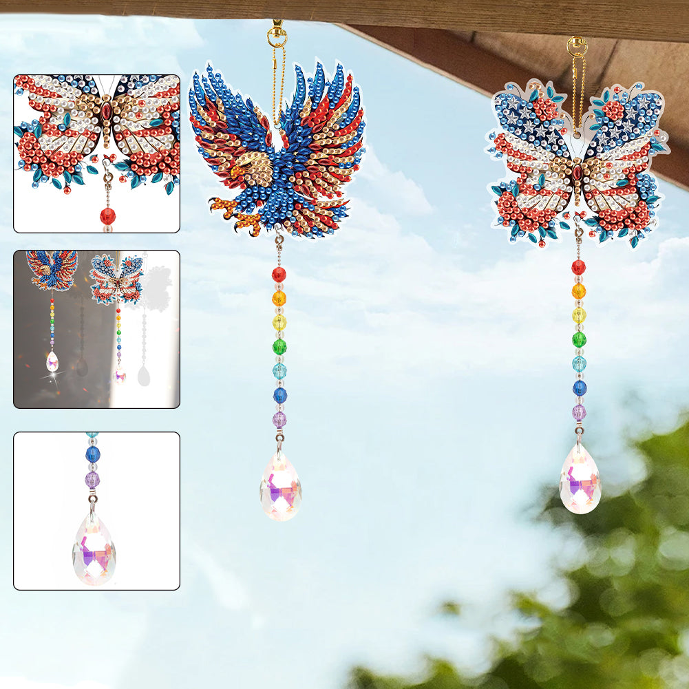 2Pcs 5D DIY Diamond Painting Sun Catcher Crystal Painting Ornaments for Adults