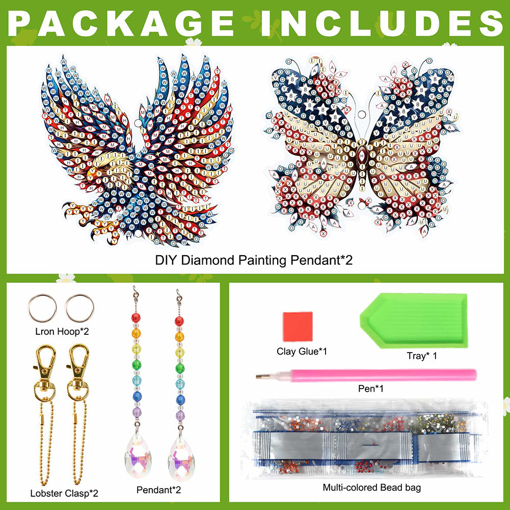 2Pcs 5D DIY Diamond Painting Sun Catcher Crystal Painting Ornaments for Adults