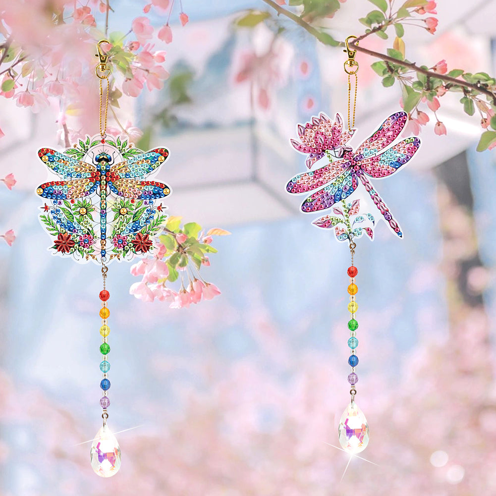 2Pcs 5D DIY Diamond Painting Sun Catcher Crystal Painting Ornaments for Adults