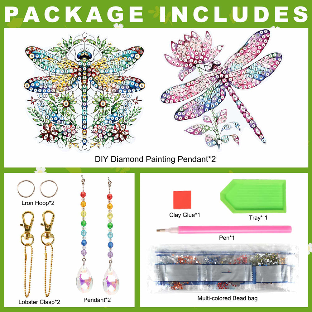 2Pcs 5D DIY Diamond Painting Sun Catcher Crystal Painting Ornaments for Adults