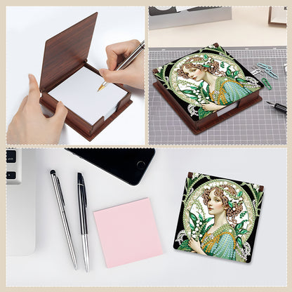 Animals Diamond Painting Notecard Box Gem Art Sticky Note Holder for Home Office
