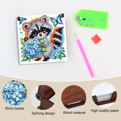 Animals Diamond Painting Notecard Box Gem Art Sticky Note Holder for Home Office