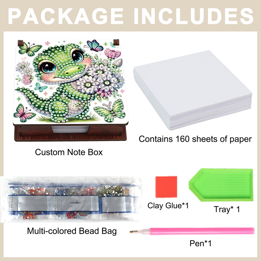 Animals Diamond Painting Notecard Box Gem Art Sticky Note Holder for Home Office
