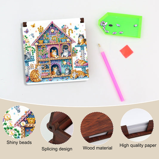Animals Diamond Painting Notecard Box Gem Art Sticky Note Holder for Home Office