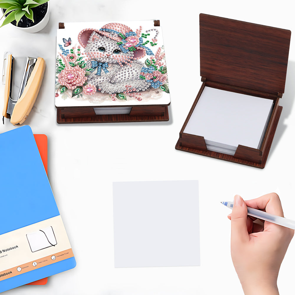 Animals Diamond Painting Notecard Box Gem Art Sticky Note Holder for Home Office