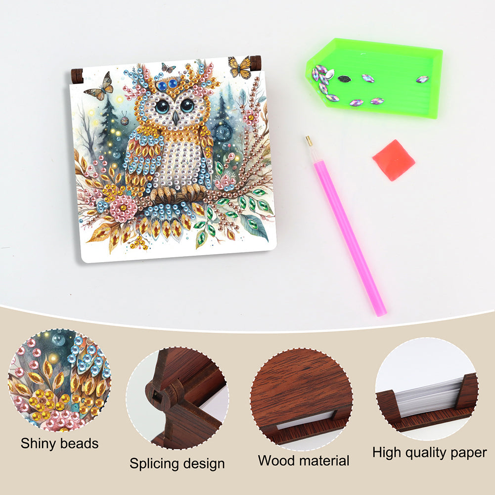 Animals Diamond Painting Notecard Box Gem Art Sticky Note Holder for Home Office