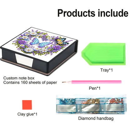Animals Diamond Painting Notecard Box Gem Art Sticky Note Holder for Home Office
