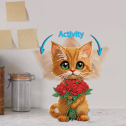Acrylic Shaking Head Animal Desktop Diamond Art Kits Cat Dog Bedroom Table Decor