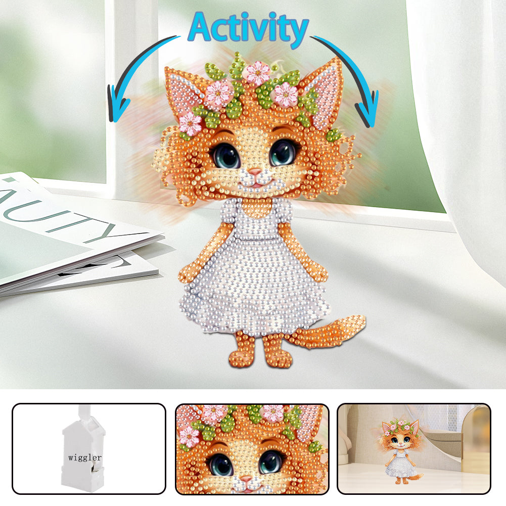 Acrylic Shaking Head Animal Desktop Diamond Art Kits Cat Dog Bedroom Table Decor