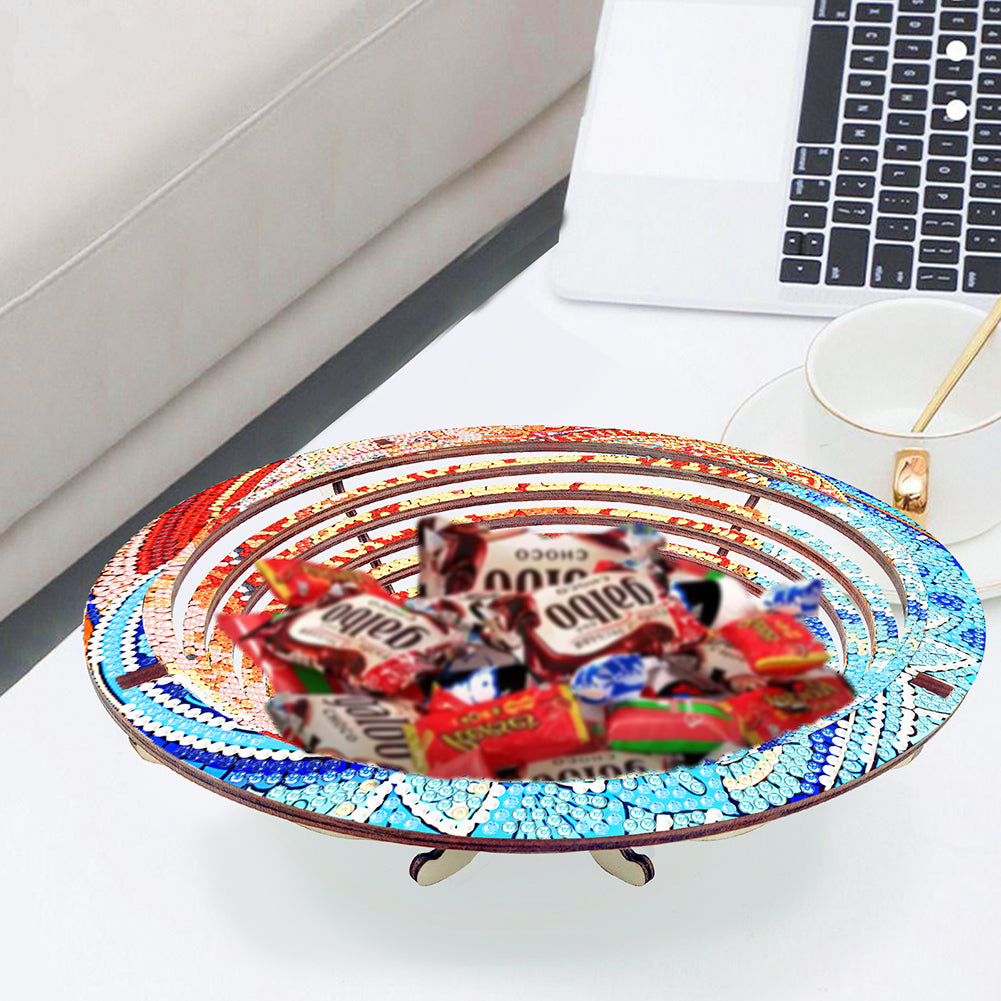 Diamond Painting Wooden Serving Tray Decorative Diamond Painting Dining Plate