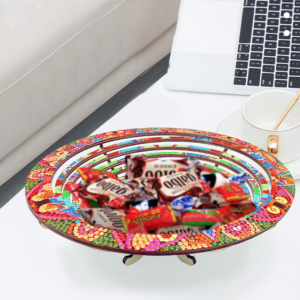 Diamond Painting Wooden Serving Tray Decorative Diamond Painting Dining Plate