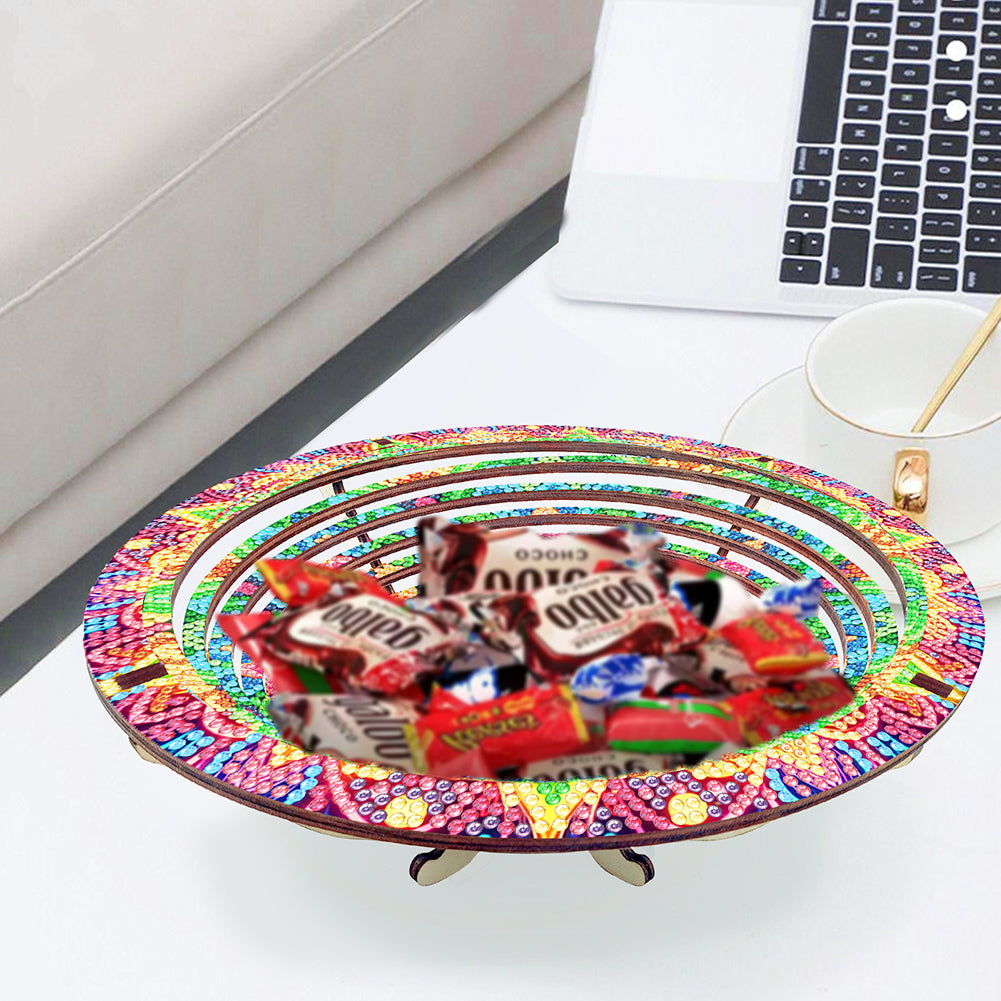 Diamond Painting Wooden Serving Tray Decorative Diamond Painting Dining Plate