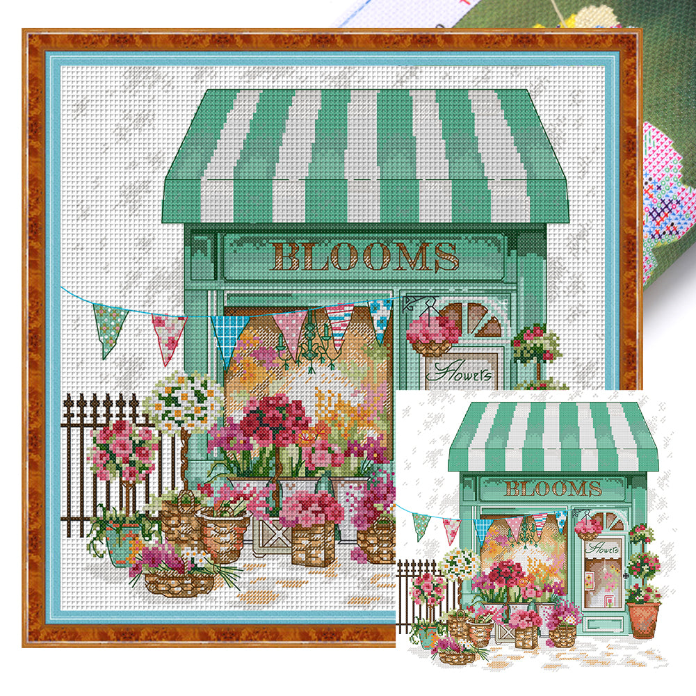 Flower Shop - 14CT Stamped Cross Stitch 38*37CM(Joy Sunday)