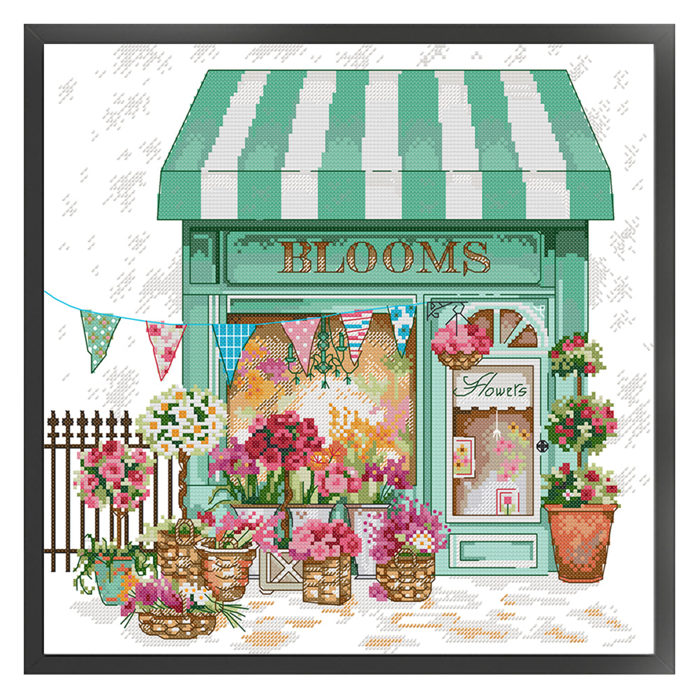 Flower Shop - 14CT Stamped Cross Stitch 38*37CM(Joy Sunday)