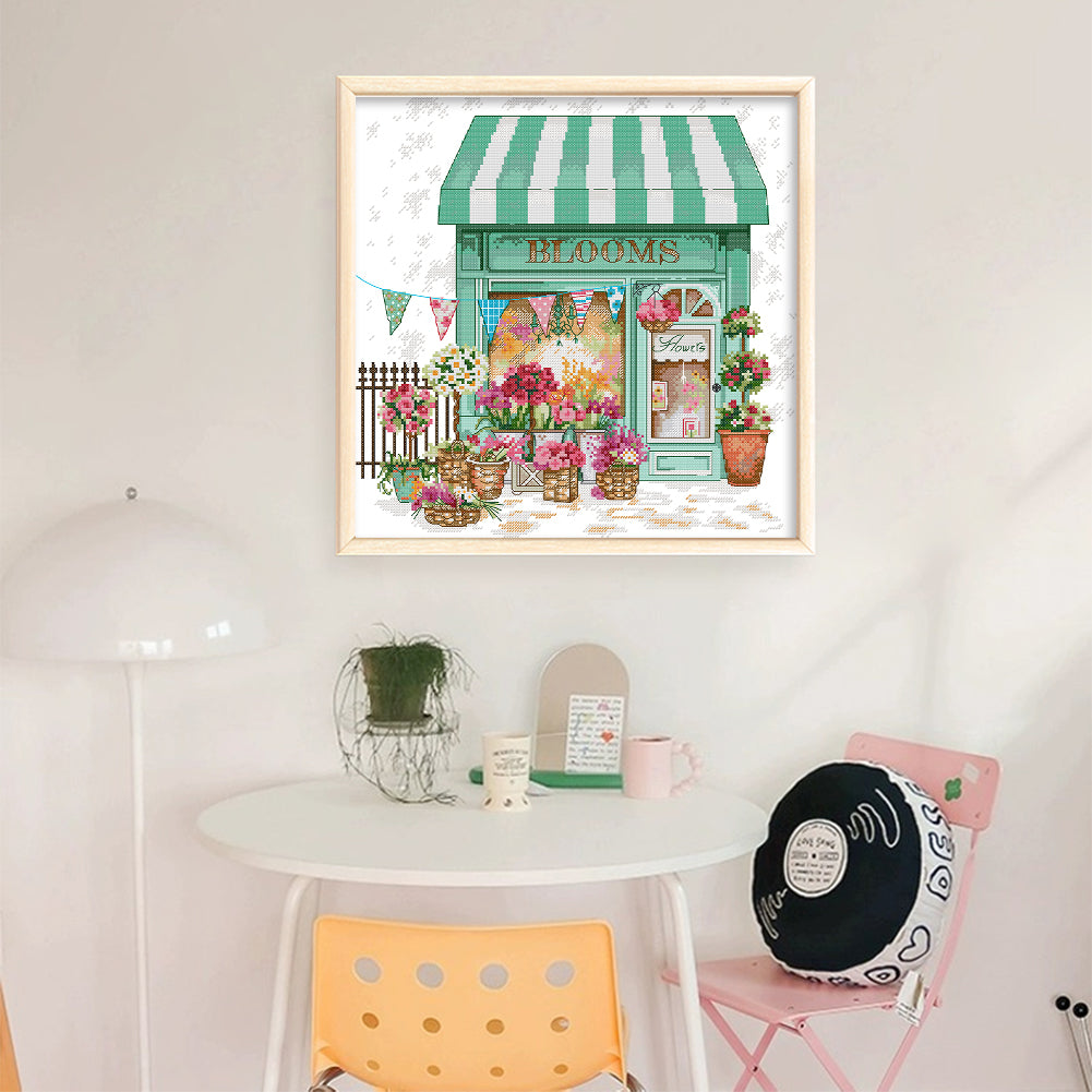 Flower Shop - 14CT Stamped Cross Stitch 38*37CM(Joy Sunday)