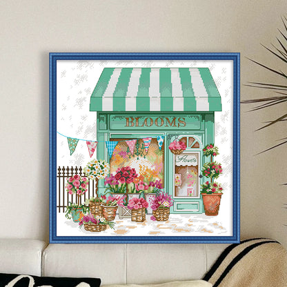 Flower Shop - 14CT Stamped Cross Stitch 38*37CM(Joy Sunday)