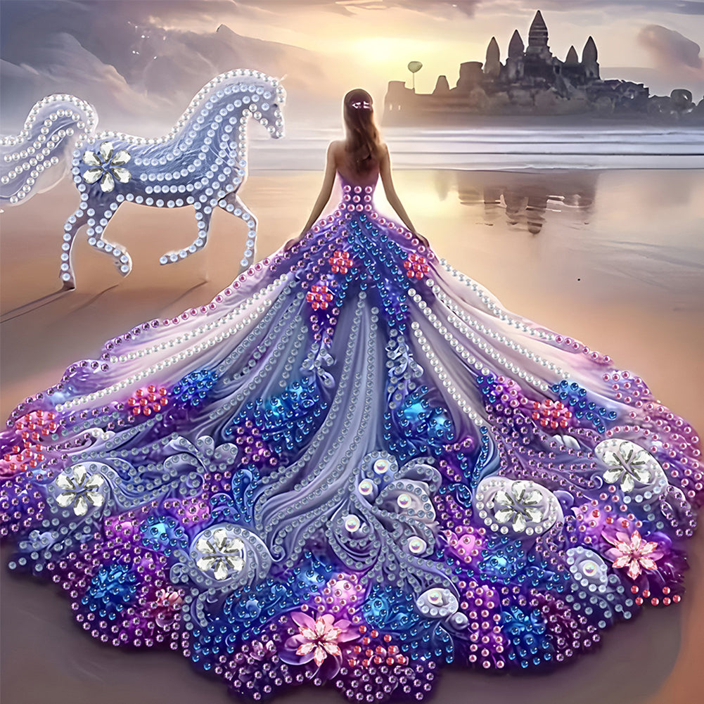 4 Pcs Dress Skirt Girl - Special Shaped Drill Diamond Painting 30*30CM
