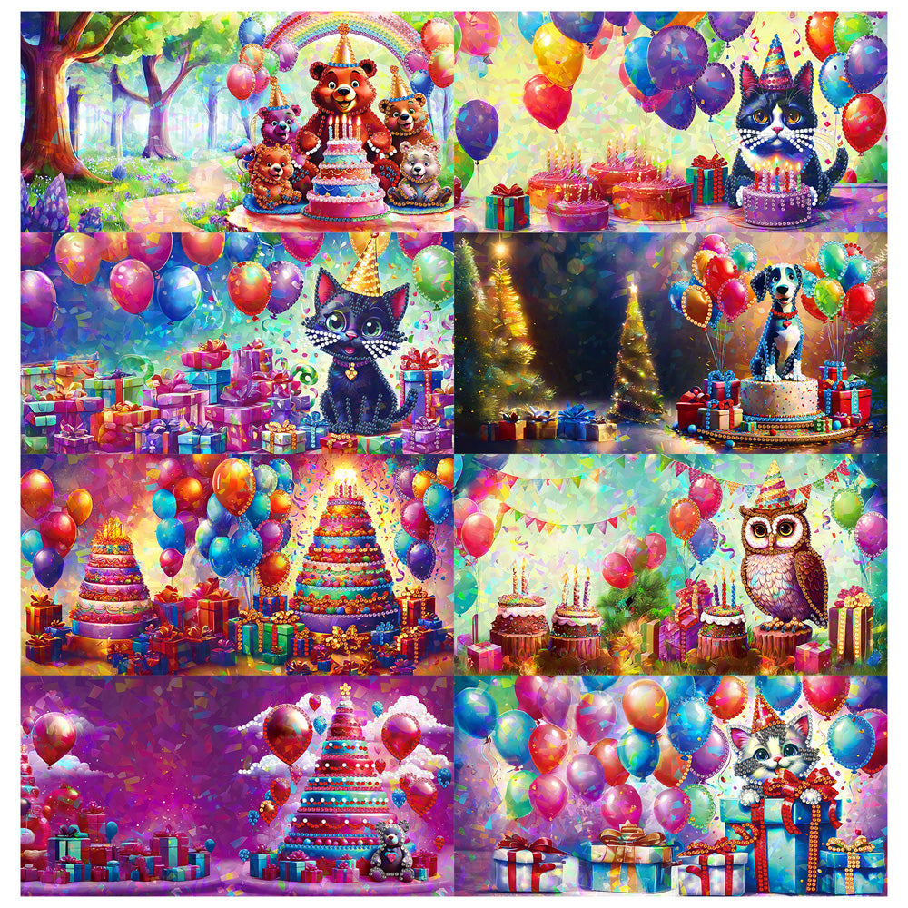8Pcs Flower Envelope Rhinestone Painting Card Kit Diamond Painting Greeting Card