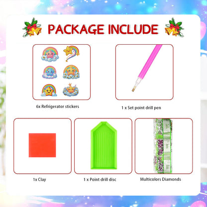 6Pcs Diamond Painting Refrigerator Magnets Diamond Art Kits for Adults Beginners