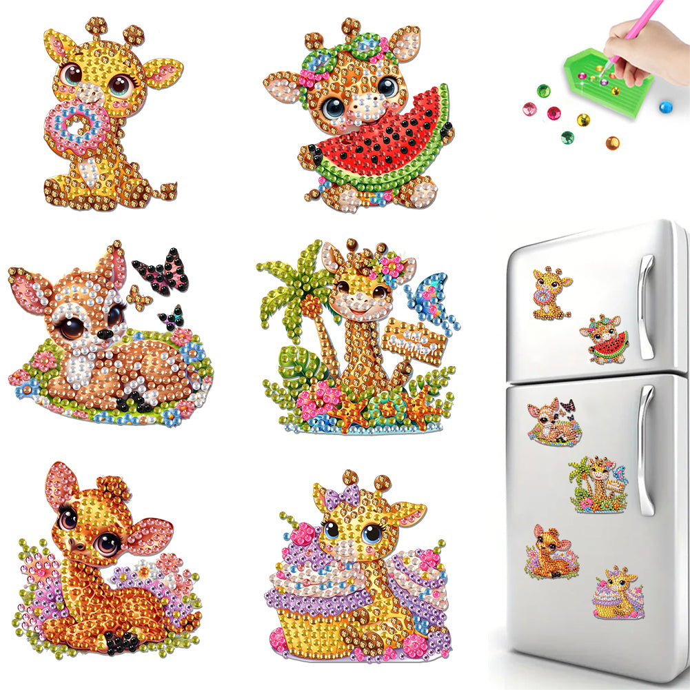 6Pcs Diamond Painting Refrigerator Magnets Diamond Art Kits for Adults Beginners