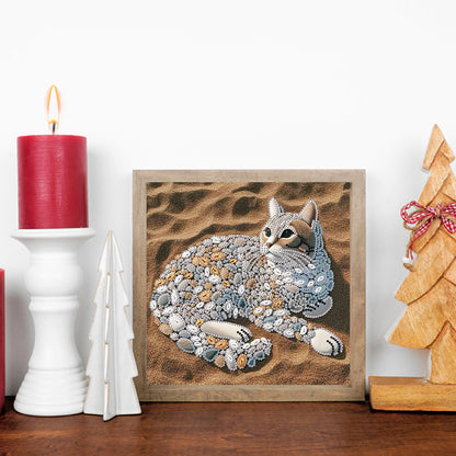 Abstract Pebble Cat - Special Shaped Drill Diamond Painting 30*30CM