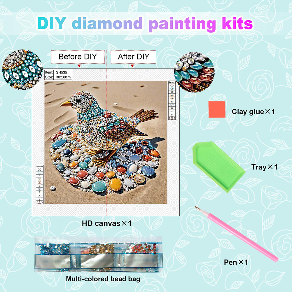 Abstract Pebble Bird - Special Shaped Drill Diamond Painting 30*30CM
