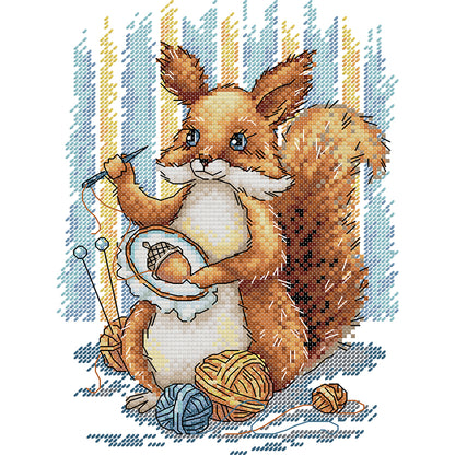 Embroidered Squirrel - 14CT Stamped Cross Stitch 19*27CM(Joy Sunday)