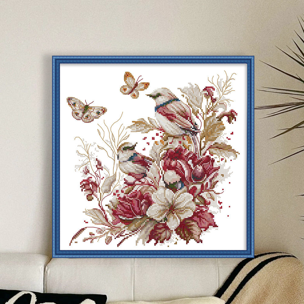 Autumn Bird - 14CT Stamped Cross Stitch 33*33CM(Joy Sunday)