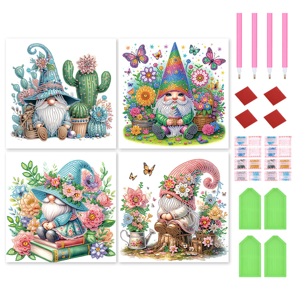 4 Pcs Gnome - Special Shaped Drill Diamond Painting 30*30CM