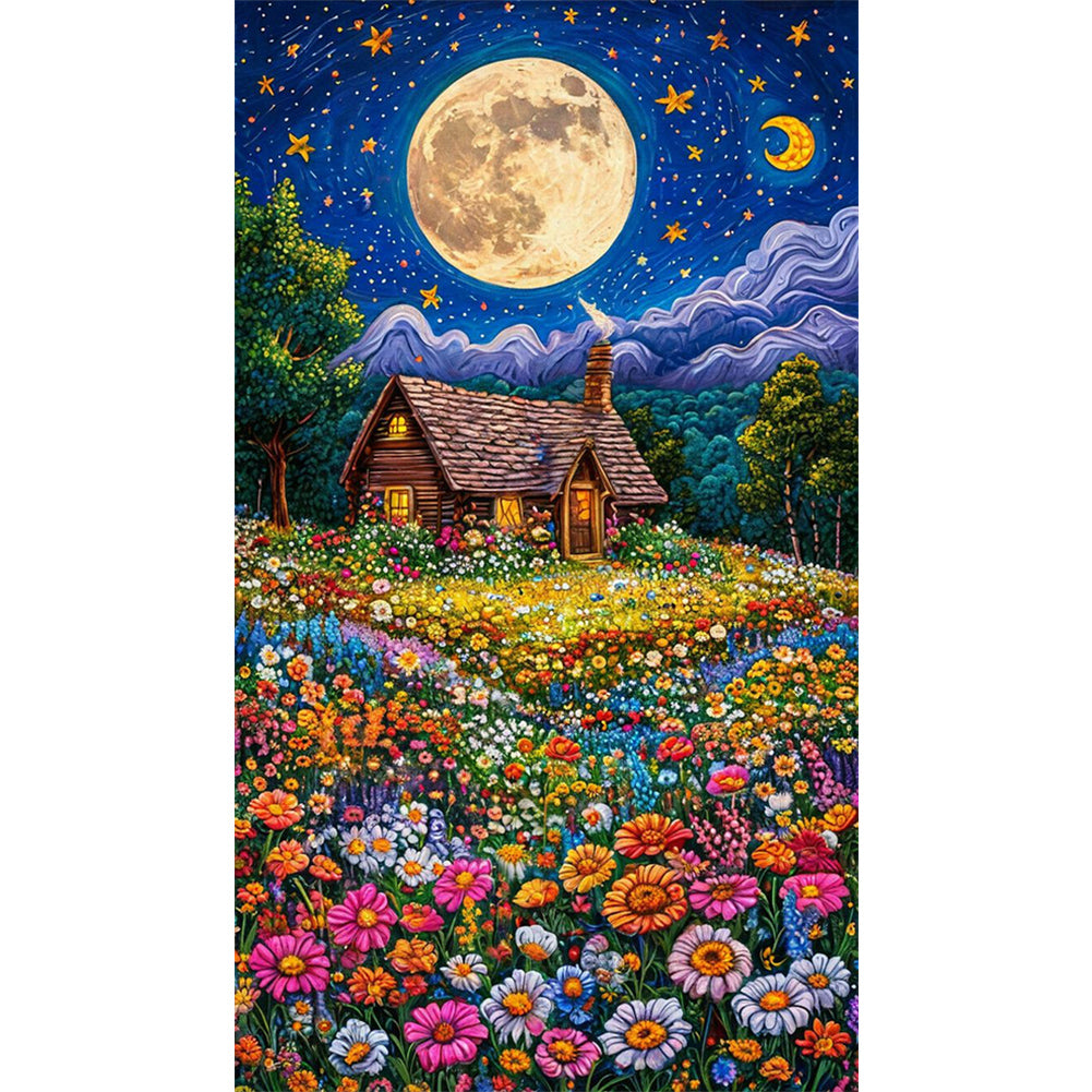 Flower Sea Hut - Full AB Round Drill Diamond Painting 40*70CM