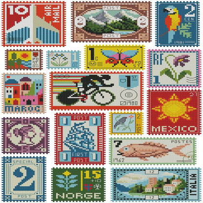 Small Stamp Collection - 14CT Stamped Cross Stitch 30*41CM(Joy Sunday)