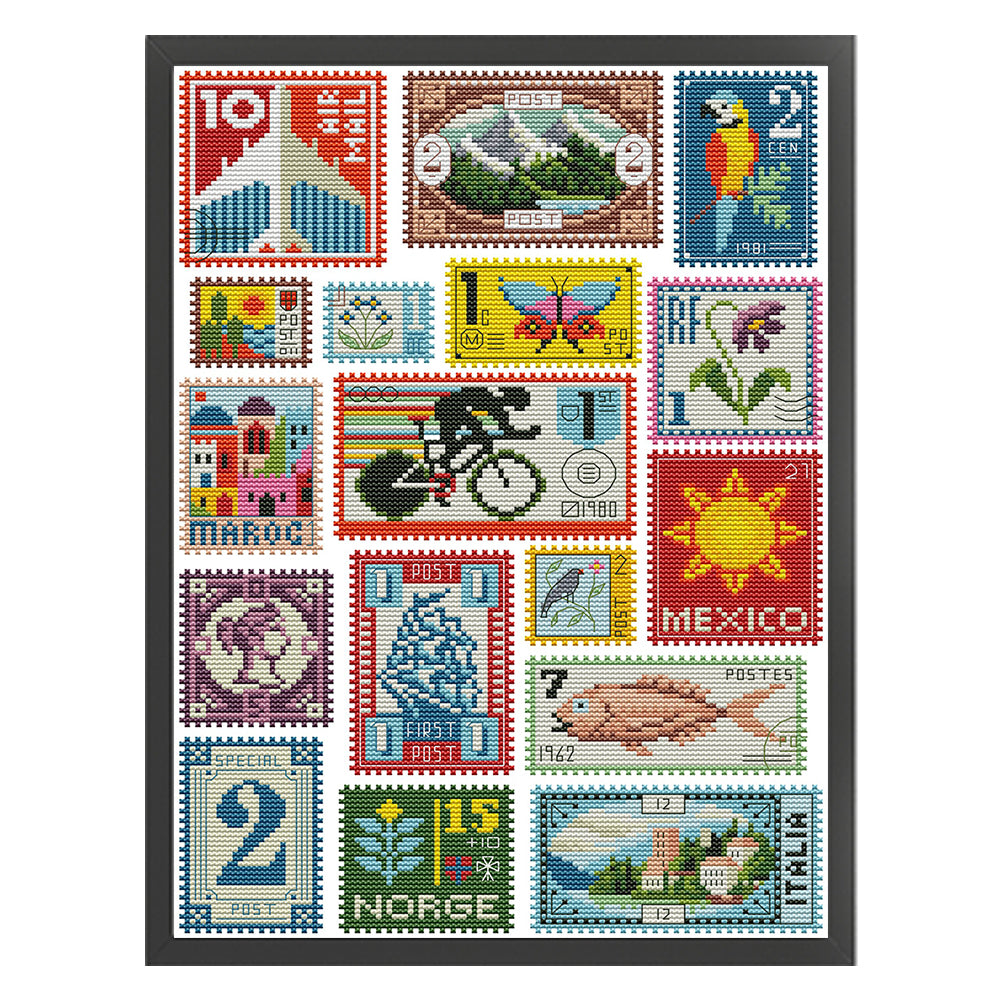 Small Stamp Collection - 14CT Stamped Cross Stitch 30*41CM(Joy Sunday)